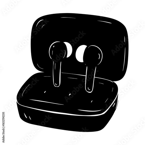 Wireless earbuds headphones audio device portable listening tech silhouette