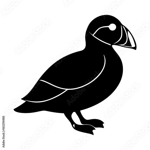 Atlantic puffin seabird arctic bird vector illustration seabird silhouette