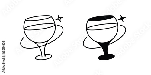Wine Glass set icon with white background vector stock illustration