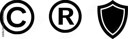 Copyright and registered symbol. intellectual property icon set. transparent png and vector illustration.
