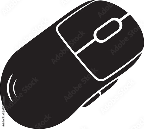 Black computer mouse icon on white background technology