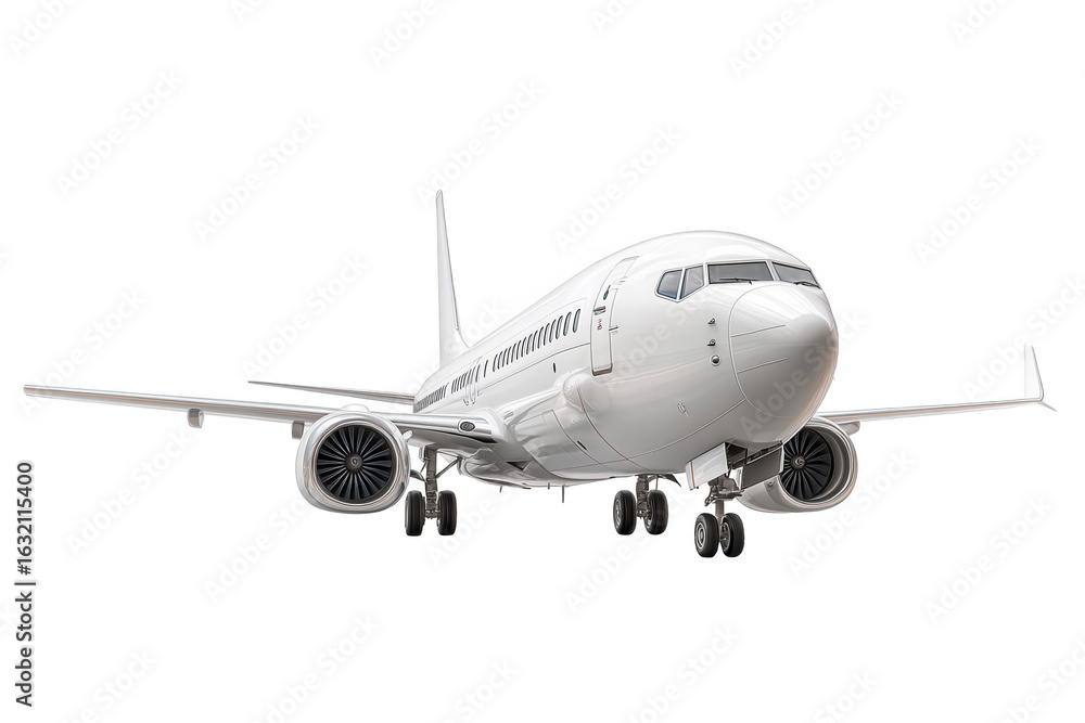 Obraz premium White jetliner, front view