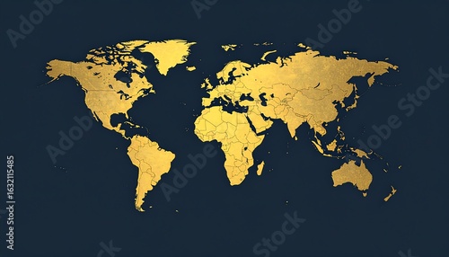 Gold world map on dark background (1)