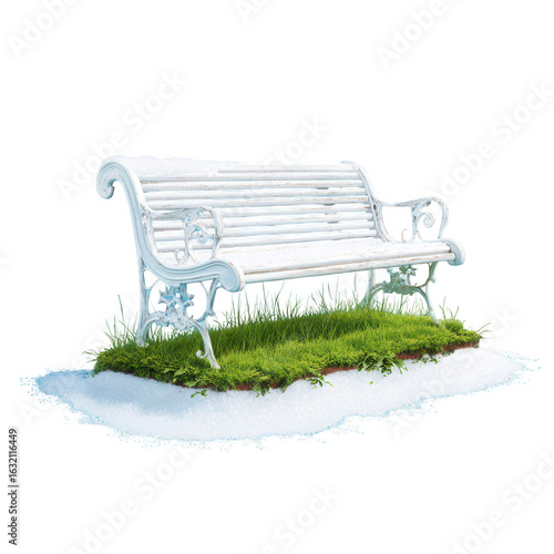 White park bench in snow