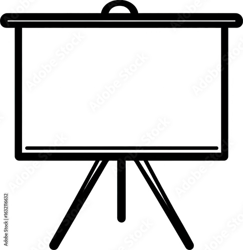 Blank projector screen on tripod stand