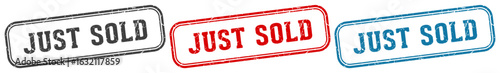 just sold stamp. just sold rectangular stamp set isolated on white background