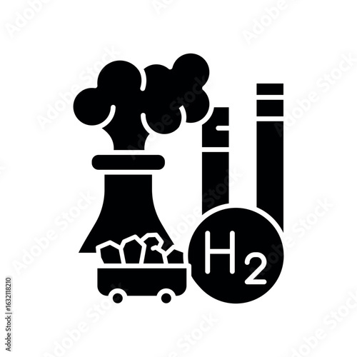gray hydrogen black flat icon. Sign for web page, mobile app,