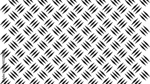 A high-contrast, black and white pattern featuring a repeating diamond plate design, suitable for backgrounds, textures, and graphic design elements