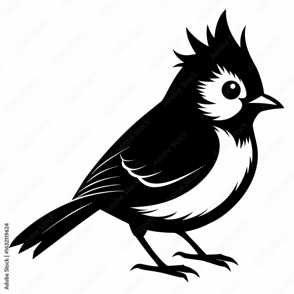 Obraz premium Titmouse vector clean black silhouette design white background 