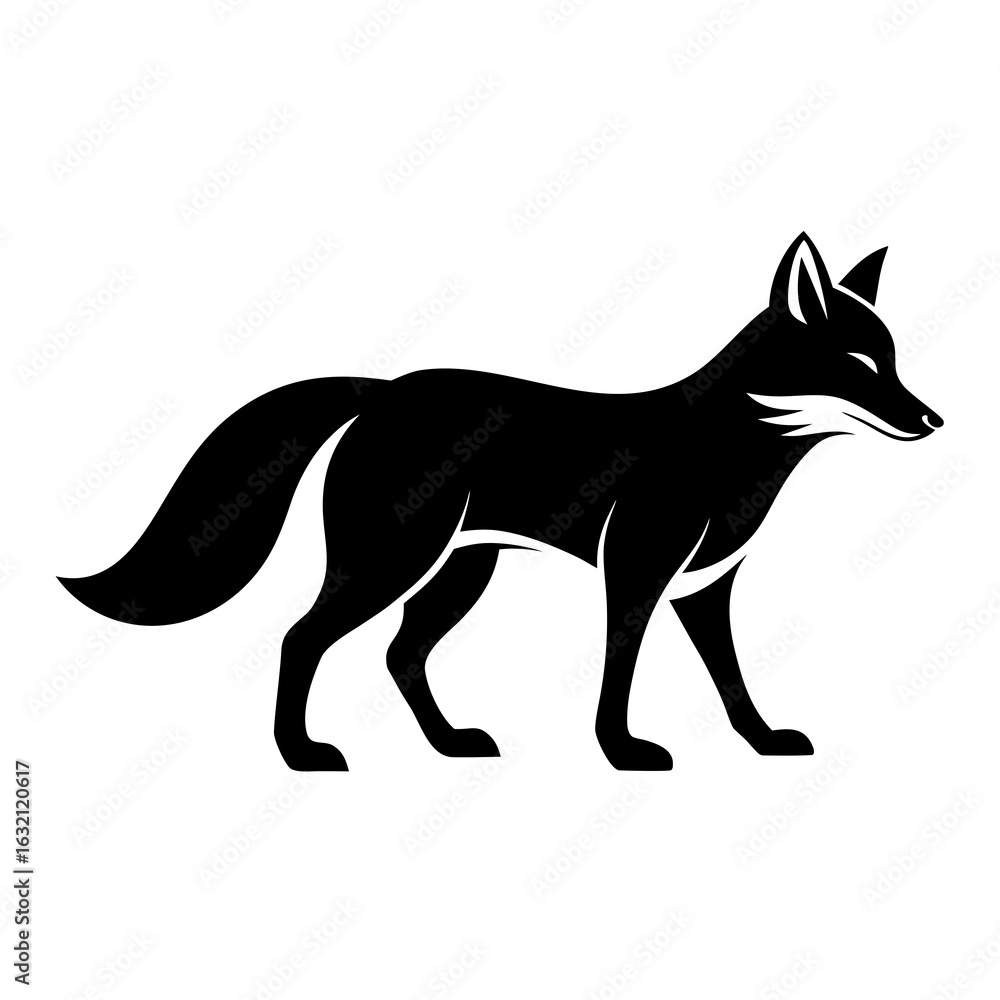 Obraz premium Fox walking clean black silhouette vector