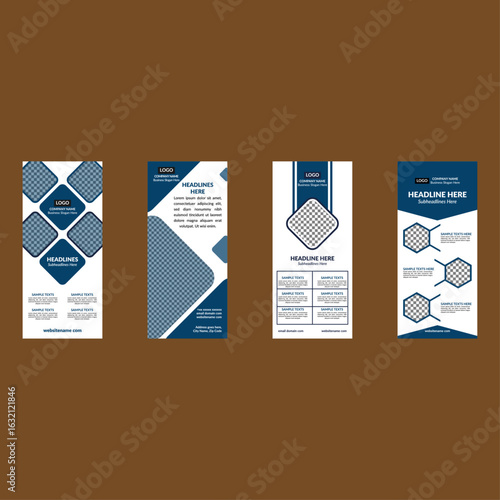 Modern Roll up Banner Design in a Bundle of Four. Creative Layout Display for Promotion.