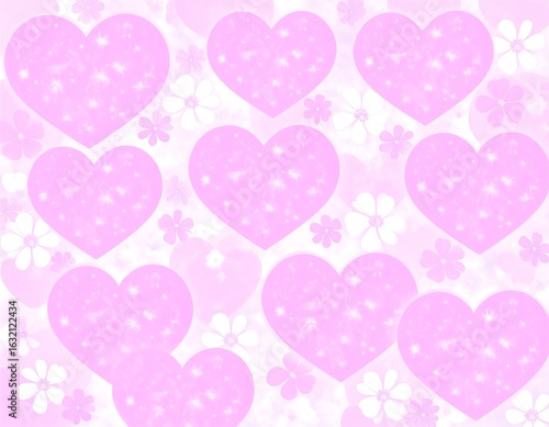 Pink hearts and flowers pattern (1)