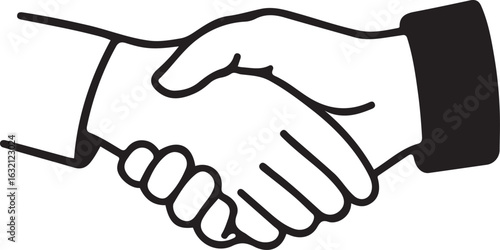 Stylized handshake in black and white greeting agreement