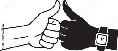 Two hands giving a fist bump with a watch thumbs up