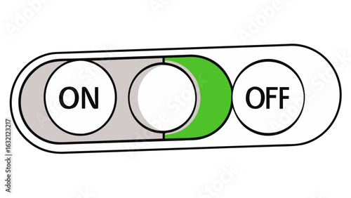 Modern on and off toggle switch buttons with green active and gray inactive states, transparent background vector illustration for UI, app, website, and digital interface design.