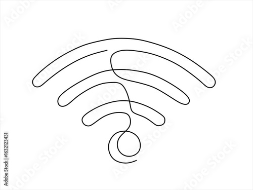 Continuous linear drawing of WI-FI signal icon. One line drawing background, Internet, network, wireless concept line art. Hand drawn one line vector. Editable stroke	