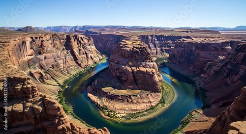 Horseshoe Bend Vista Colorado Rivers Emerald Embrace Amidst Red Rock Cliffs.