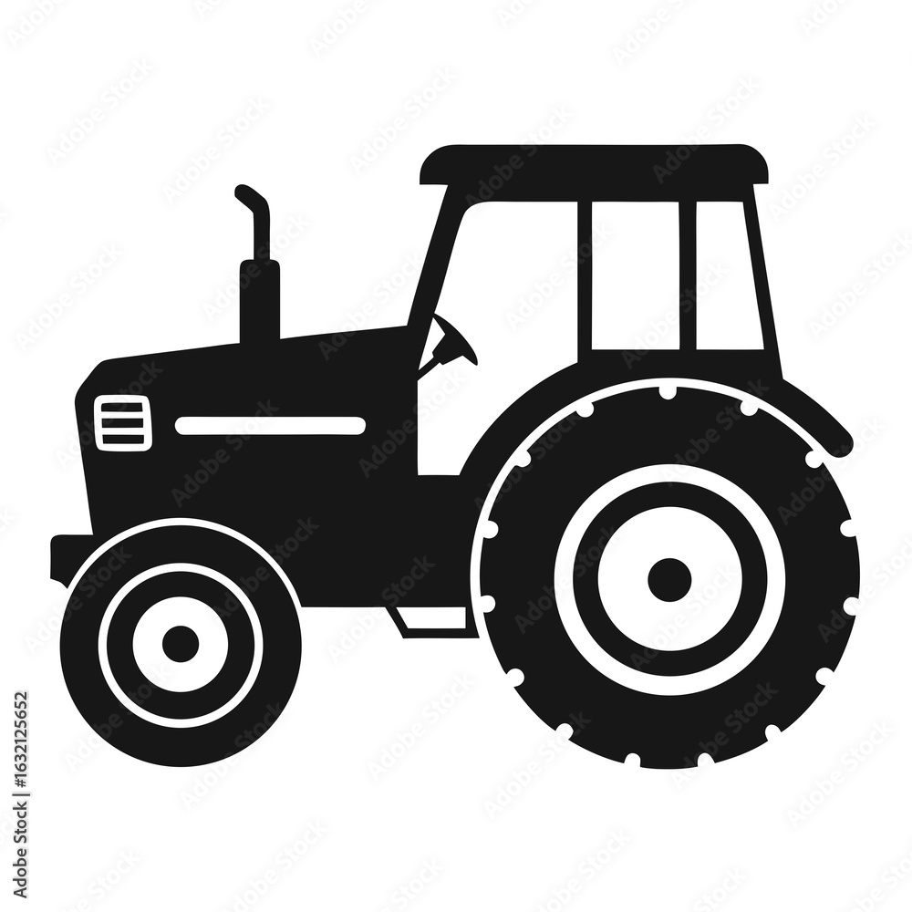 Obraz premium Tractor vector clean black silhouette design white background