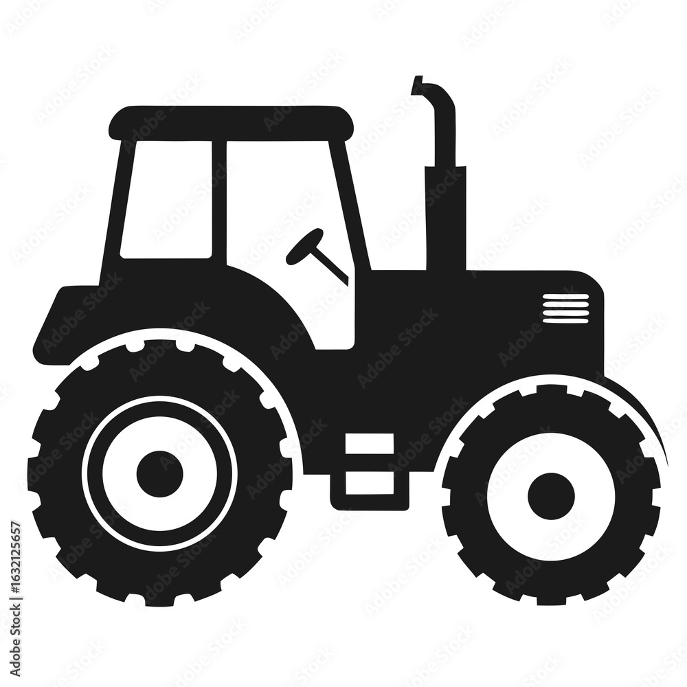 Obraz premium Tractor vector clean black silhouette design white background