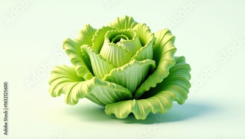Abstract, stylized floral design in a vibrant lime green hue.