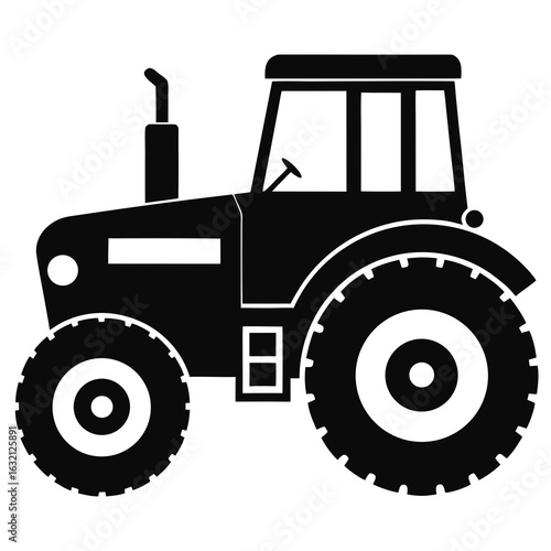 Tractor vector clean black silhouette design white background