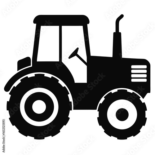 Tractor vector clean black silhouette design white background