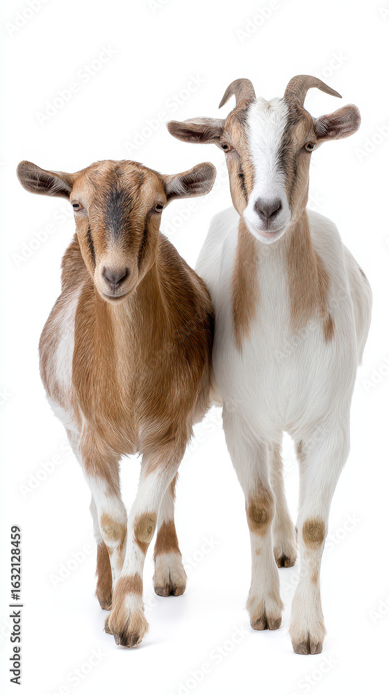 Fototapeta premium Pair of Goats Side by Side Natural Light Clean Background