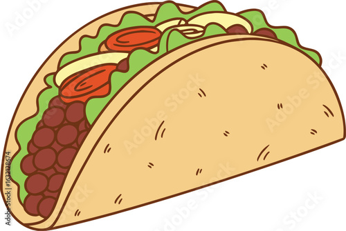 Realistic Tacos Food Illustration. Mexican Tacos Design Collection. Tasty Taco Meal Design. Delicious Street Tacos Art. Fresh Taco Shell Illustration. Colorful Mexican Taco Art