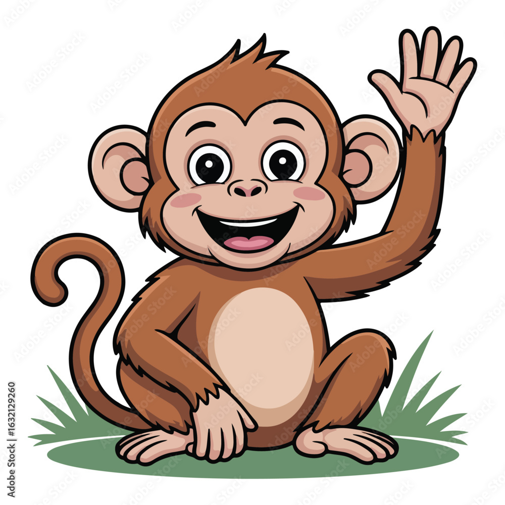 Obraz premium A cartoon funny monkey vector illustration
