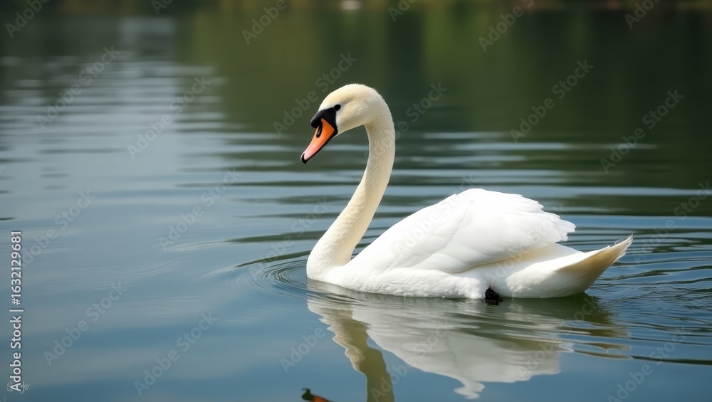 Fototapeta premium Graceful swan on tranquil water.