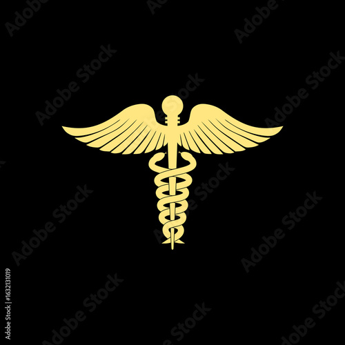 Caduceus Medical icon isolated on black background