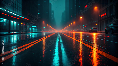 Vibrant streaks of light from fast-moving cars blur across a bustling city highway at night, creating a mesmerizing abstract motion
