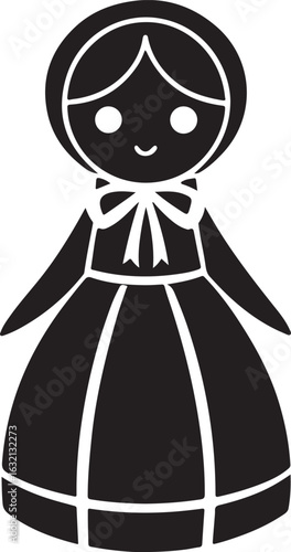 Traditional doll silhouette with a bonnet