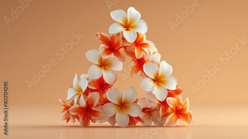 White and Orange Plumeria Flowers in Triangle Shape