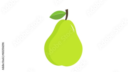 Illustrated pear animation, Cute Green Pear Simple Animation Loop