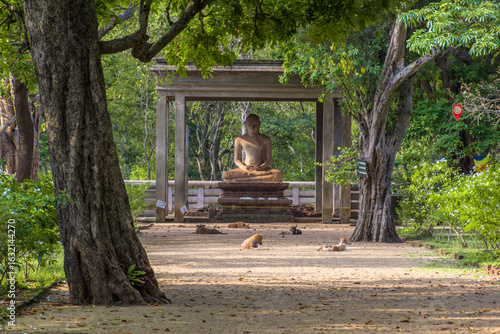 Картината върху платно The Samadhi Statue is a statue situated at Mahamevnawa Park in Anuradhapura, Sri Lanka