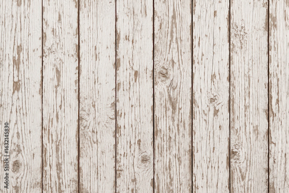 Obraz premium Weathered white wood plank texture with authentic paint distressing and natural grain patterns for vintage design projects