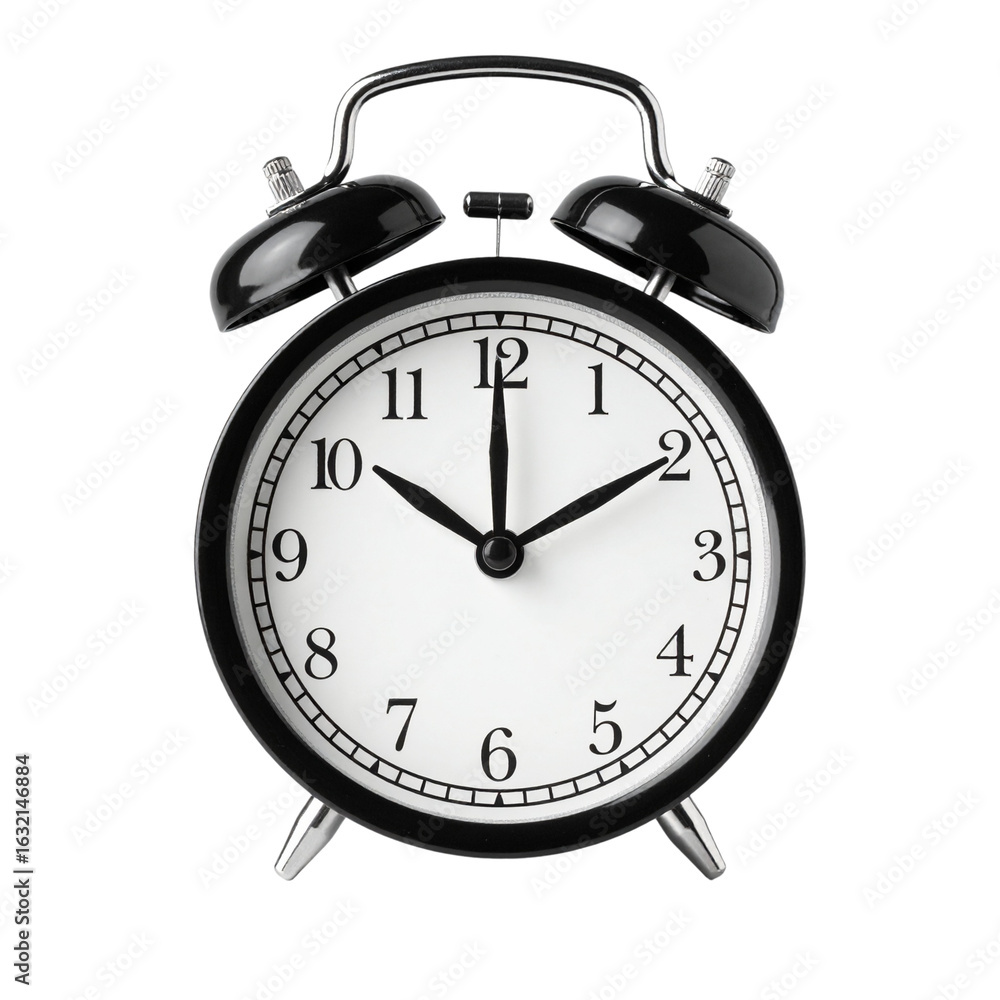 - Classic Black Twin-Bell Alarm Clock, Front View, Isolated on Transparent Background - Classic Black Twin-Bell Alarm Clock, Front View, Isolated on Transparent Background