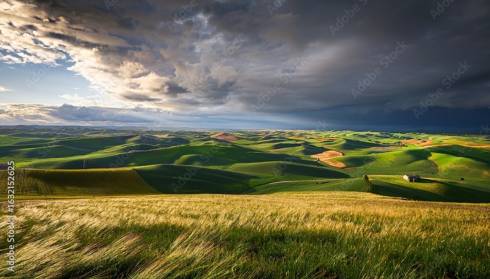 Fototapeta premium palouse hills under a dramatic sky