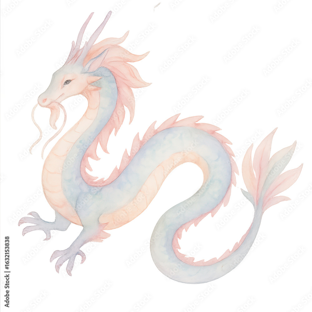 Fototapeta premium A Serene Celestial Dragon Glowing in Ethereal Light, Symbolizing Power, Wisdom, and Mystique in a Fantasy Realm