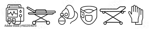 Fast Medical Help Vector Outline Icon Set