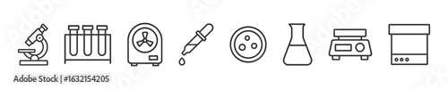 Healthcare Science Vector Outline Icon Set