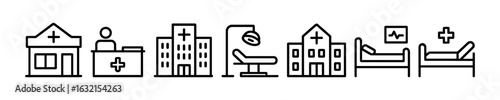 Hospital Healthcare Vector Outline Icon Set