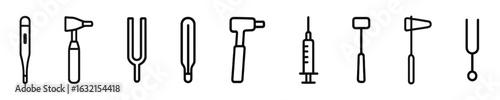 Medical Tools Vector Outline Icon Set.