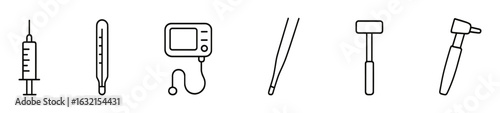 Medical Tools Vector Outline Icon Set. Design