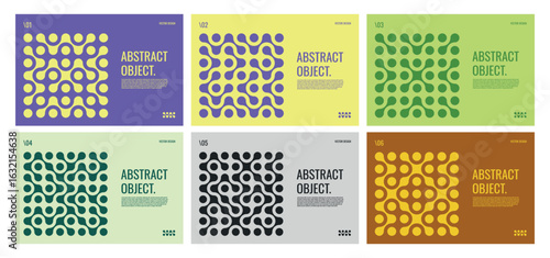 Set of modern abstract vector designs featuring abstract patterns made of metabolic shapes. Modern geometric shapes created from connected liquid drops. Minimalistic and creative composition suitable 