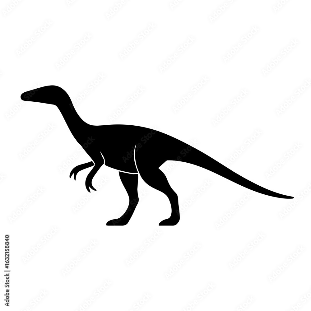 Fototapeta premium very simple flat and single minimalist Compsognathus Silhouettes in black on a white background