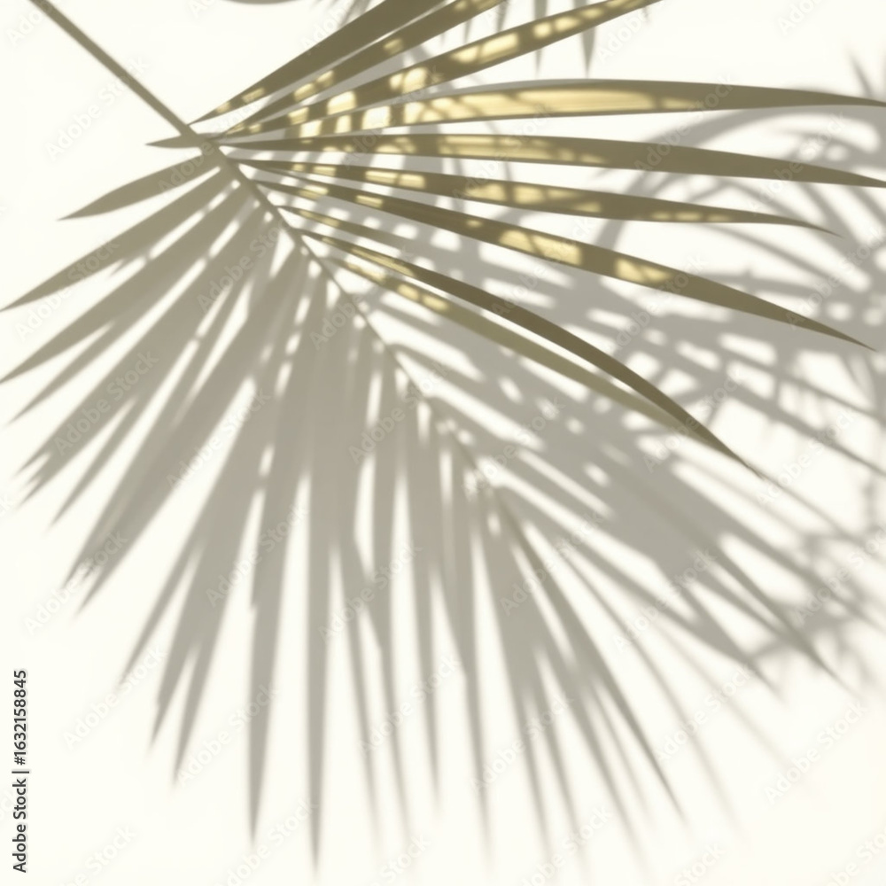 Obraz premium shadow overlay effects,realistic palm leaf shadow on transparent background,Natural shadow of tropical palm branch,mockup of shadow for product presentation, backdrop,Summer sunlight and shadow overla