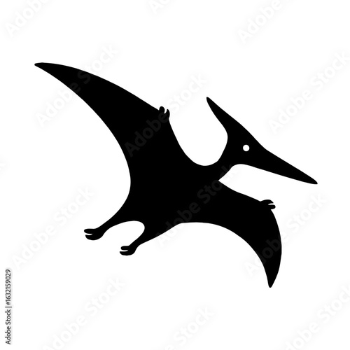 very simple flat and single minimalist Pteranodon Silhouettes in black on a white background