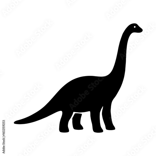 very simple flat and single minimalist Diplodocus Silhouettes in black on a white background